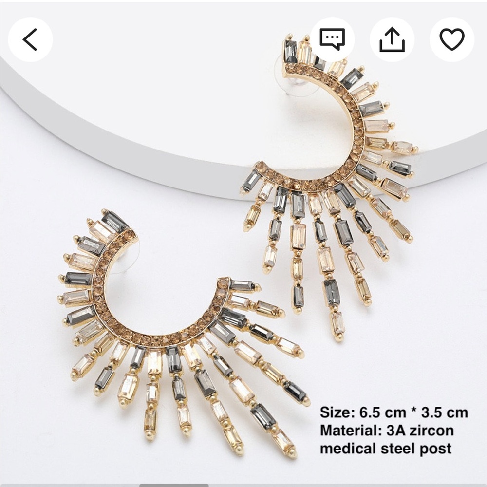 NIB! Furano Studio 14K Gold Celestial Statement Earrings
